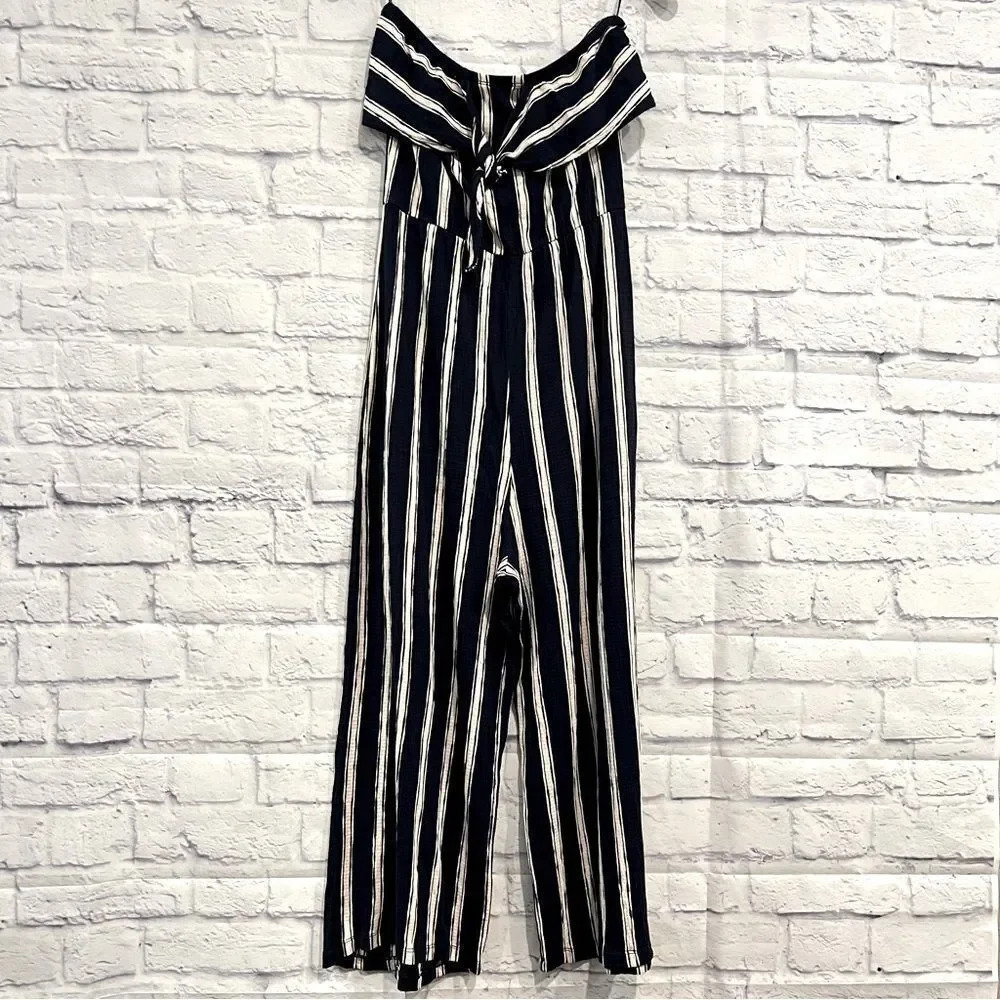 Love‎ Tree Strapless Striped Jumpsuit Wide Leg